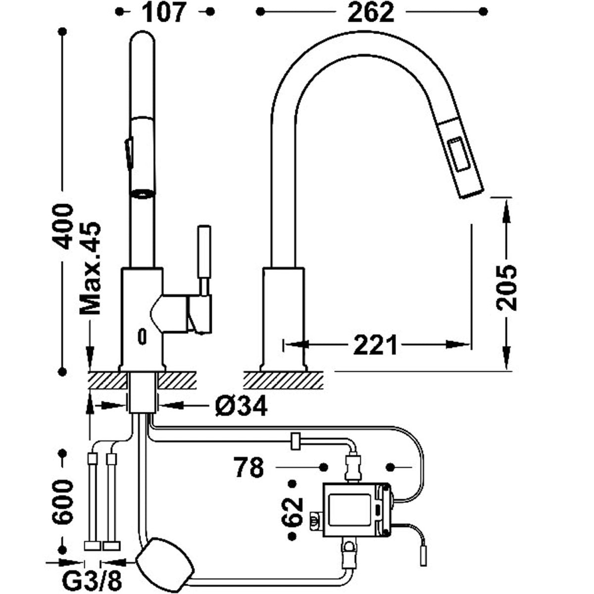 Tres Elektronische Küchenarmatur 09244501AC - GW Shop